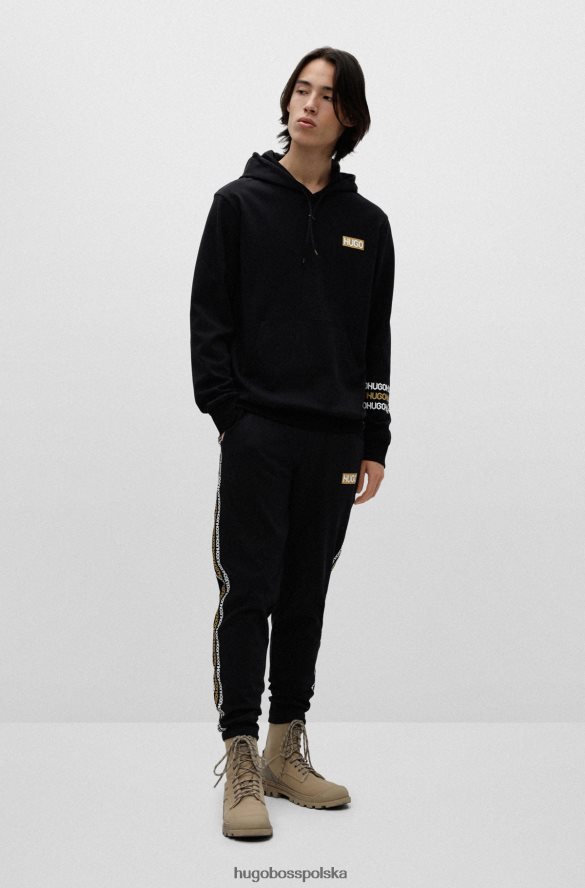 Hugo Boss hugo interlock – bawełniana bluza z kapturem i detalami z logo w kolorze czarnym czarny R0X0H63722