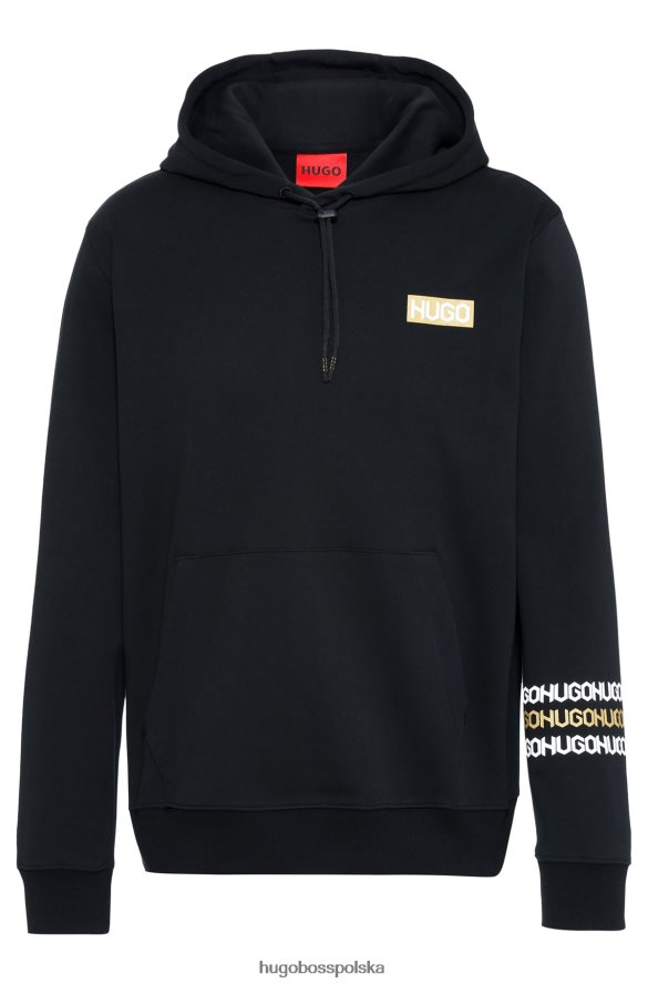 Hugo Boss hugo interlock – bawełniana bluza z kapturem i detalami z logo w kolorze czarnym czarny R0X0H63722