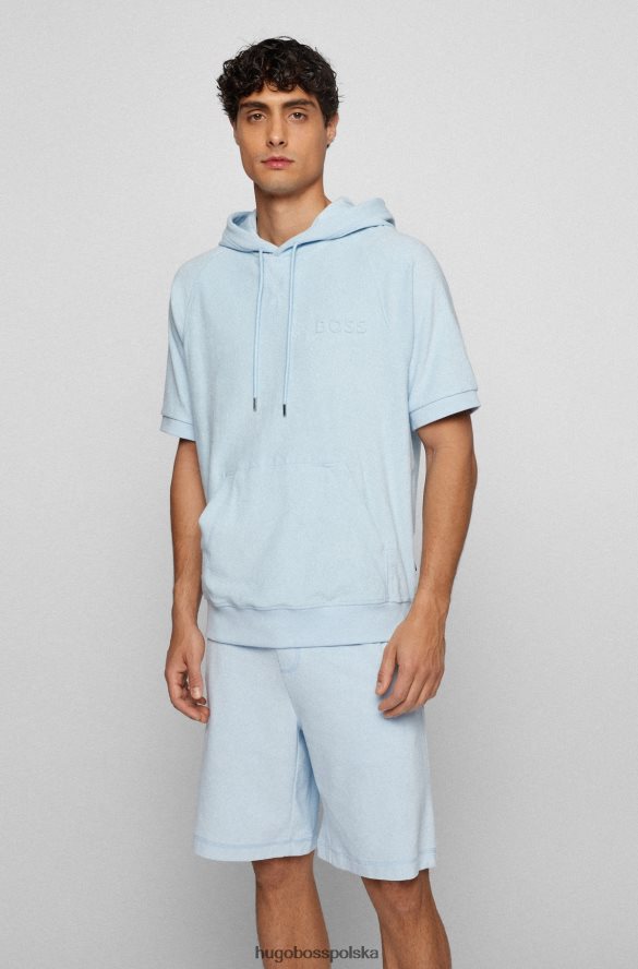 Hugo Boss jasnoniebieska bluza z kapturem i krótkim rękawem, wykonana z bawełnianej froty hugo jasny niebieski R0X0H61995