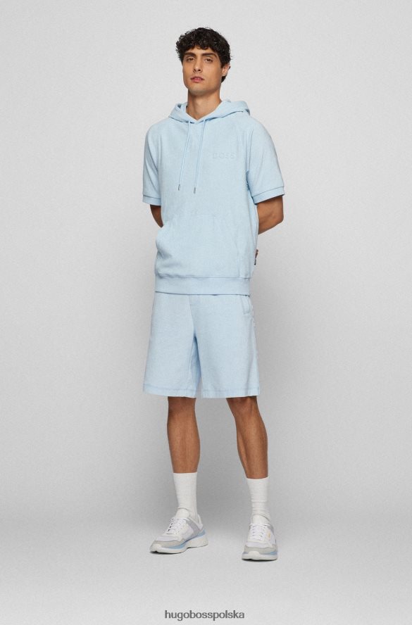 Hugo Boss jasnoniebieska bluza z kapturem i krótkim rękawem, wykonana z bawełnianej froty hugo jasny niebieski R0X0H61995