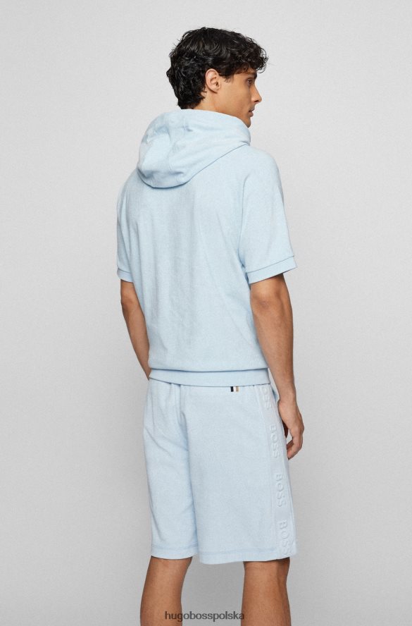 Hugo Boss jasnoniebieska bluza z kapturem i krótkim rękawem, wykonana z bawełnianej froty hugo jasny niebieski R0X0H61995