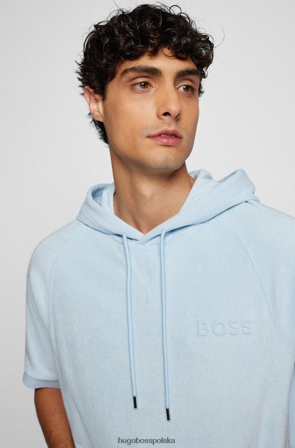 Hugo Boss jasnoniebieska bluza z kapturem i krótkim rękawem, wykonana z bawełnianej froty hugo jasny niebieski R0X0H61995