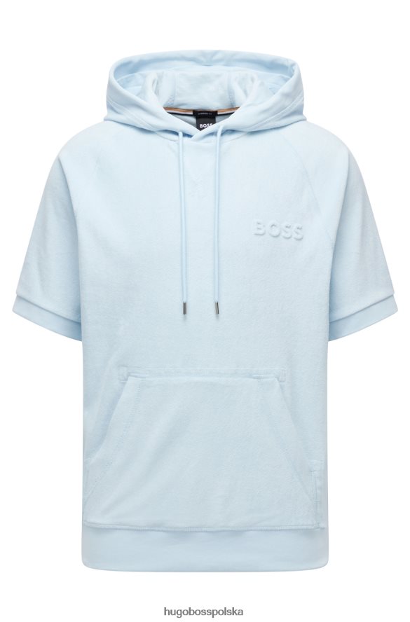 Hugo Boss jasnoniebieska bluza z kapturem i krótkim rękawem, wykonana z bawełnianej froty hugo jasny niebieski R0X0H61995