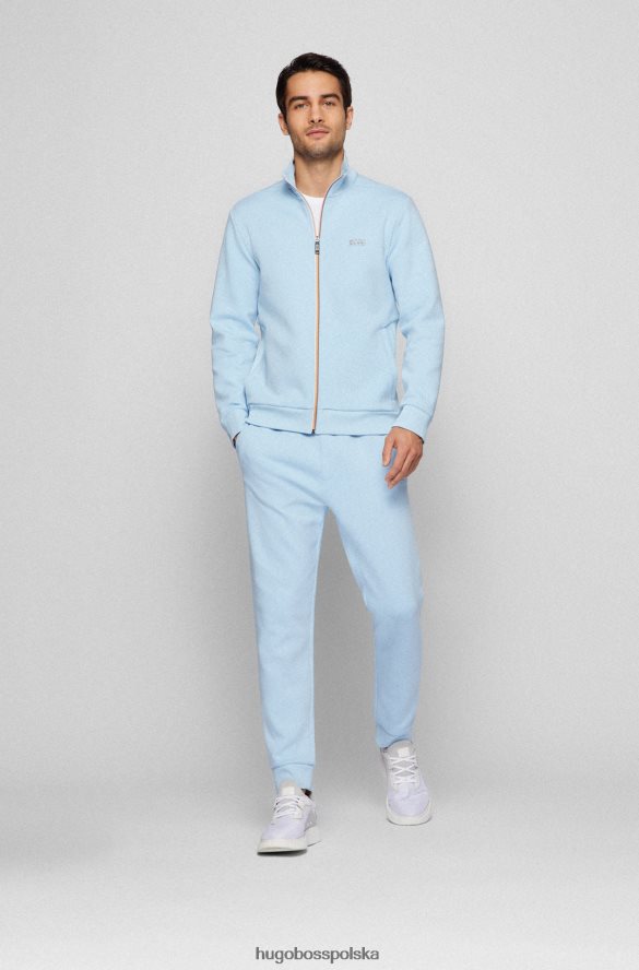 Hugo Boss jasnoniebieska bluza z mieszanki bawełny, zapinana na zamek i wielobarwne detale hugo jasny niebieski R0X0H62577