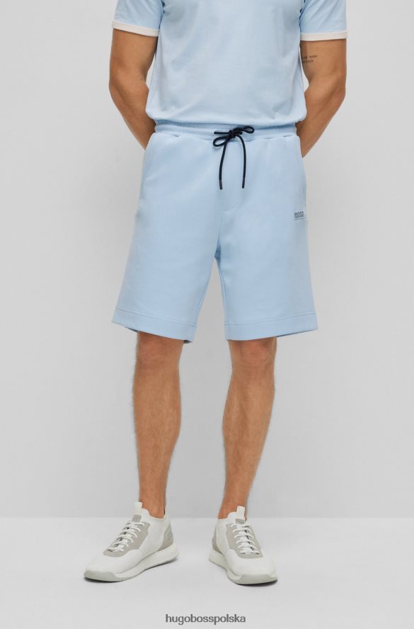 Hugo Boss jasnoniebieskie spodenki hugo o regularnym kroju z mieszanki bawełny i wielobarwnym logo jasny niebieski R0X0H62281