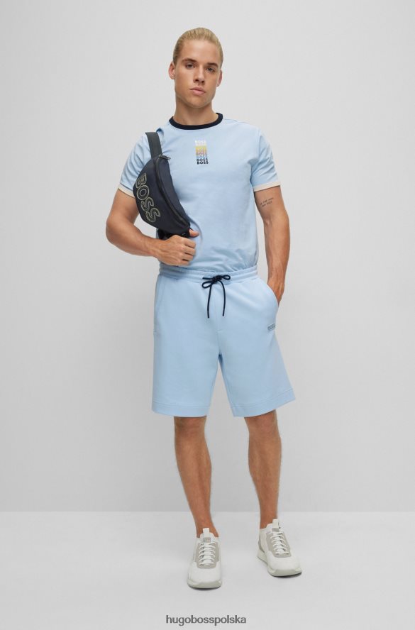 Hugo Boss jasnoniebieskie spodenki hugo o regularnym kroju z mieszanki bawełny i wielobarwnym logo jasny niebieski R0X0H62281