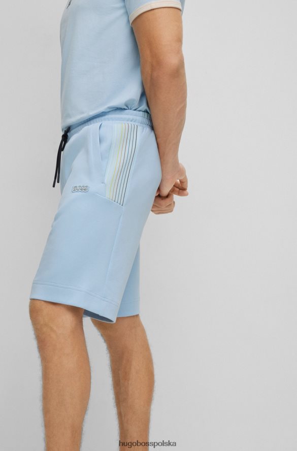 Hugo Boss jasnoniebieskie spodenki hugo o regularnym kroju z mieszanki bawełny i wielobarwnym logo jasny niebieski R0X0H62281