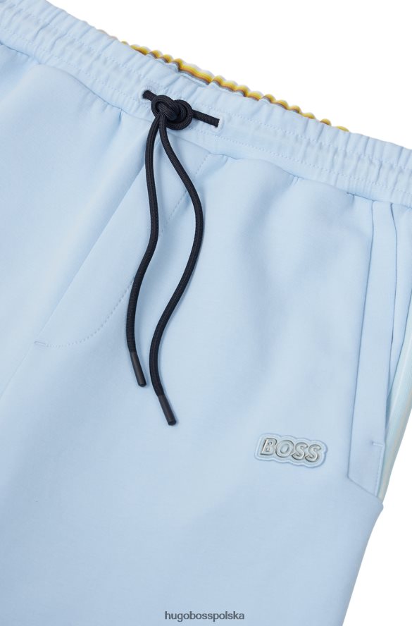 Hugo Boss jasnoniebieskie spodenki hugo o regularnym kroju z mieszanki bawełny i wielobarwnym logo jasny niebieski R0X0H62281