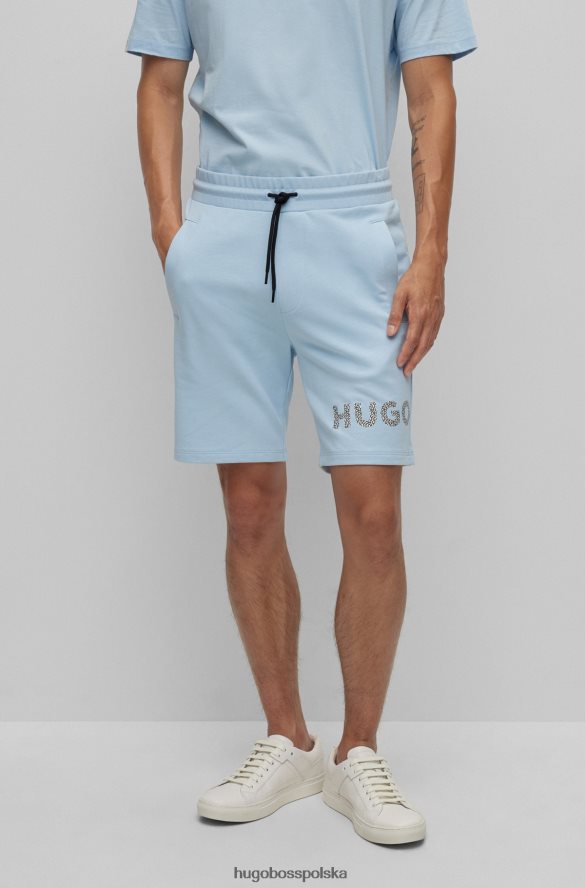 Hugo Boss jasnoniebieskie szorty z bawełny frotte z detalami z logo hugo jasny niebieski R0X0H64135