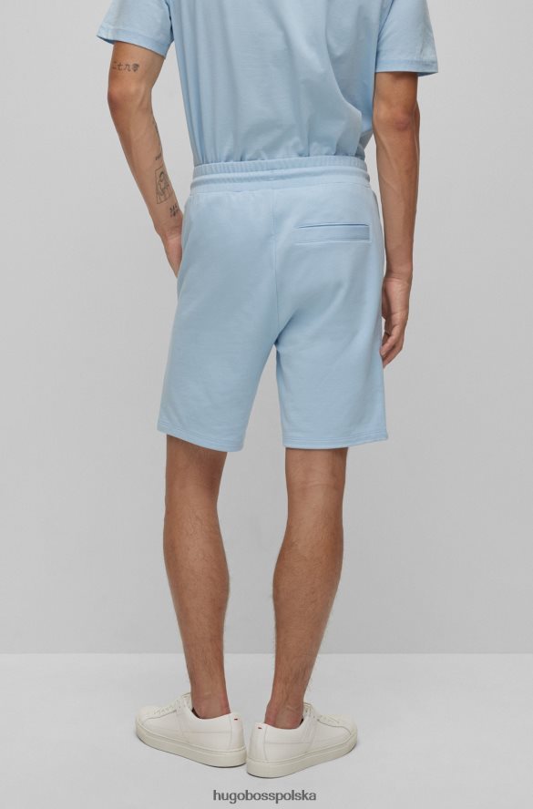 Hugo Boss jasnoniebieskie szorty z bawełny frotte z detalami z logo hugo jasny niebieski R0X0H64135
