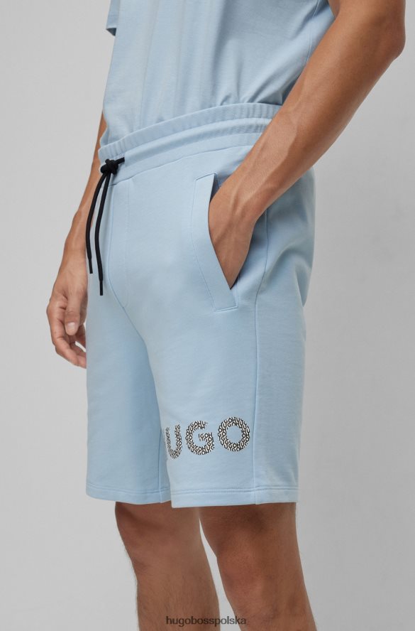 Hugo Boss jasnoniebieskie szorty z bawełny frotte z detalami z logo hugo jasny niebieski R0X0H64135