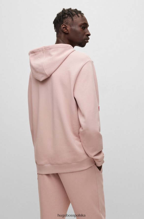 Hugo Boss jasnoróżowa bluza z bawełny frotte z dużym haftowanym logo hugo jasnoróżowy R0X0H62853