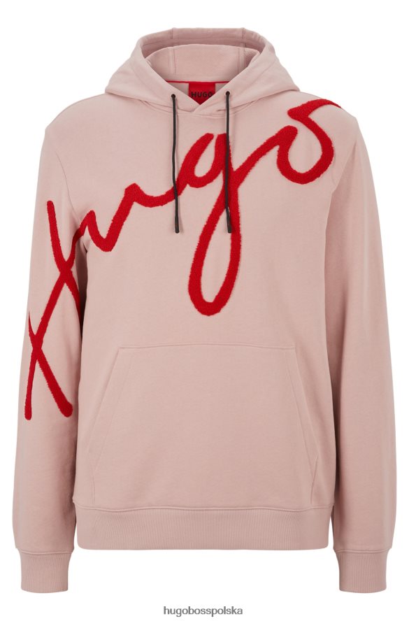 Hugo Boss jasnoróżowa bluza z bawełny frotte z dużym haftowanym logo hugo jasnoróżowy R0X0H62853