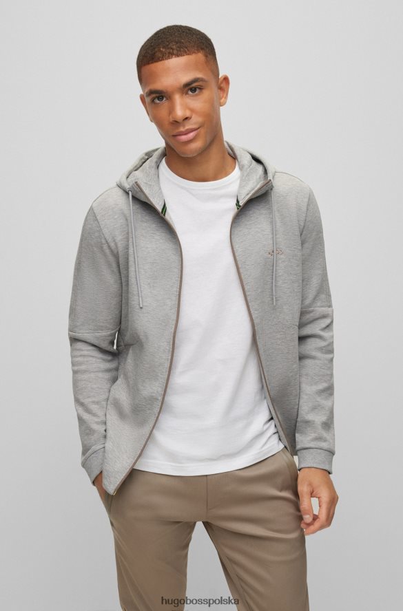 Hugo Boss jasnoszara, zapinana na zamek bluza z kapturem z mieszanki bawełny i grafiką w kratkę hugo jasnoszary R0X0H61064