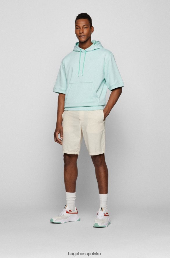 Hugo Boss jasnozielona bluza hugo ze stretchem, z kapturem i krótkimi rękawami jasnozielony R0X0H64137