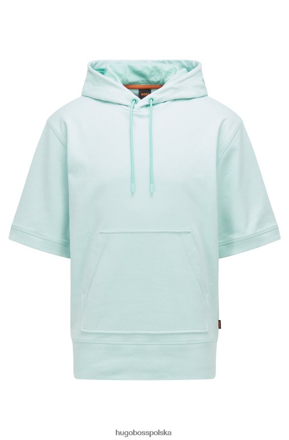 Hugo Boss jasnozielona bluza hugo ze stretchem, z kapturem i krótkimi rękawami jasnozielony R0X0H64137