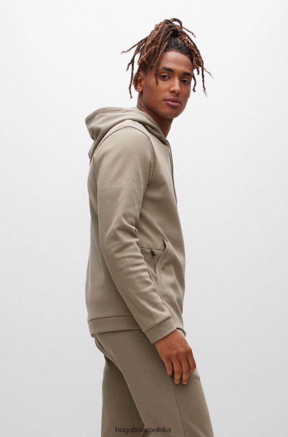 Hugo Boss jasnozielona bluza z kapturem z bawełny organicznej z zakrzywionym logo hugo jasnozielony R0X0H61470