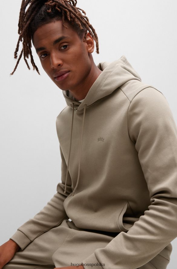 Hugo Boss jasnozielona bluza z kapturem z bawełny organicznej z zakrzywionym logo hugo jasnozielony R0X0H61470