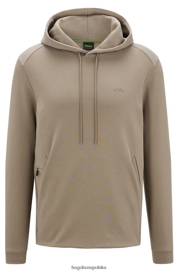 Hugo Boss jasnozielona bluza z kapturem z bawełny organicznej z zakrzywionym logo hugo jasnozielony R0X0H61470