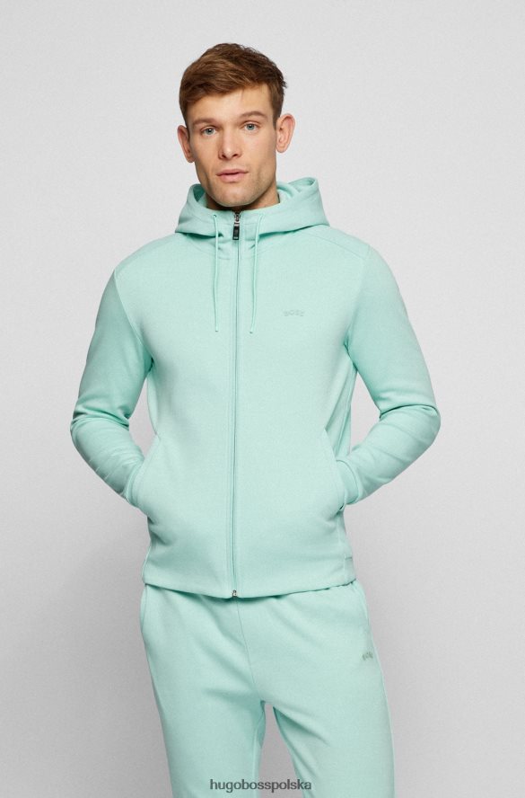 Hugo Boss jasnozielona, ​​zapinana na zamek bluza z kapturem, wykonana z bawełny organicznej, z logo hugo jasnozielony R0X0H61012