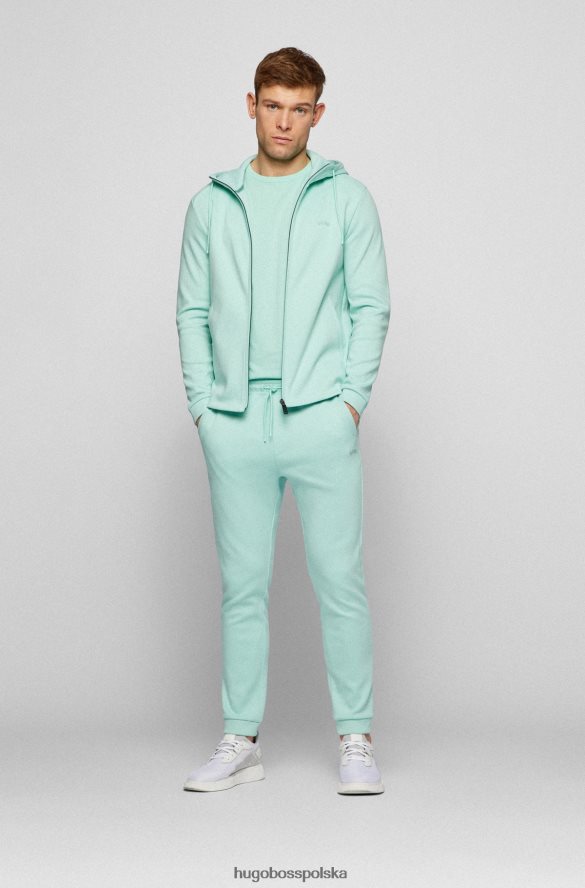 Hugo Boss jasnozielona, ​​zapinana na zamek bluza z kapturem, wykonana z bawełny organicznej, z logo hugo jasnozielony R0X0H61012