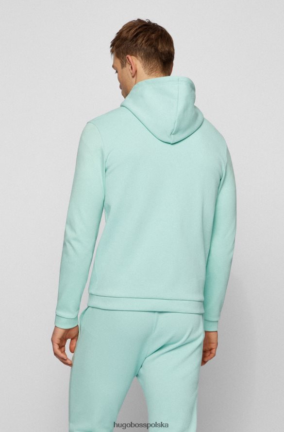 Hugo Boss jasnozielona, ​​zapinana na zamek bluza z kapturem, wykonana z bawełny organicznej, z logo hugo jasnozielony R0X0H61012