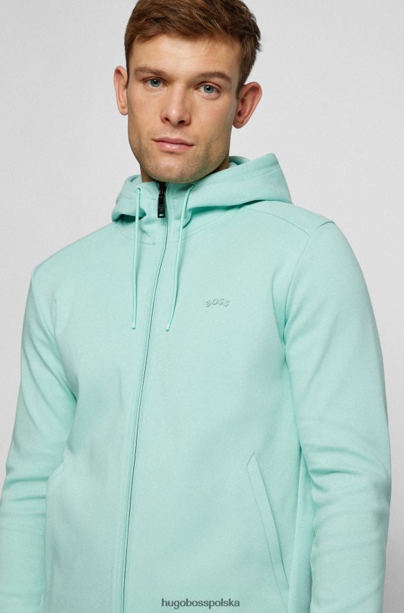 Hugo Boss jasnozielona, ​​zapinana na zamek bluza z kapturem, wykonana z bawełny organicznej, z logo hugo jasnozielony R0X0H61012