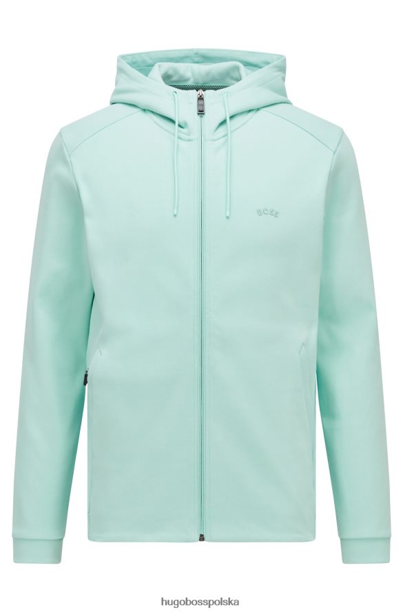 Hugo Boss jasnozielona, ​​zapinana na zamek bluza z kapturem, wykonana z bawełny organicznej, z logo hugo jasnozielony R0X0H61012