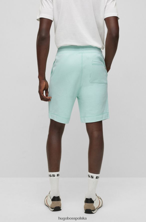 Hugo Boss jasnozielone szorty z elastycznej bawełny z efektem muliny i regulowanym sznurkiem hugo jasnozielony R0X0H64341