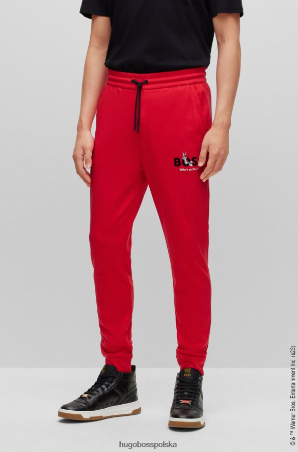 Hugo Boss looney tunes x bawełniane spodnie dresowe z blokadą czerwony R0X0H63397