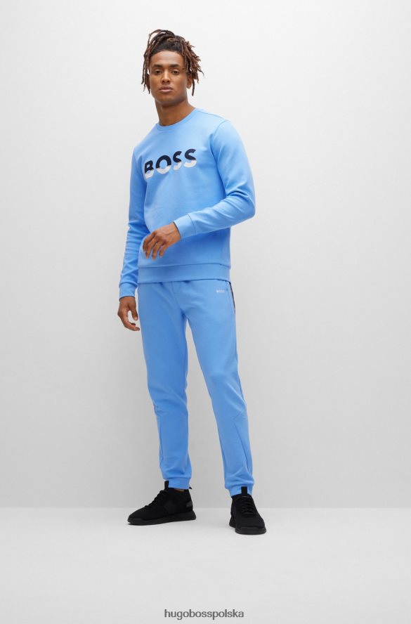Hugo Boss niebieska bluza z mieszanki bawełny z logo hugo z blokami kolorów niebieski R0X0H61675