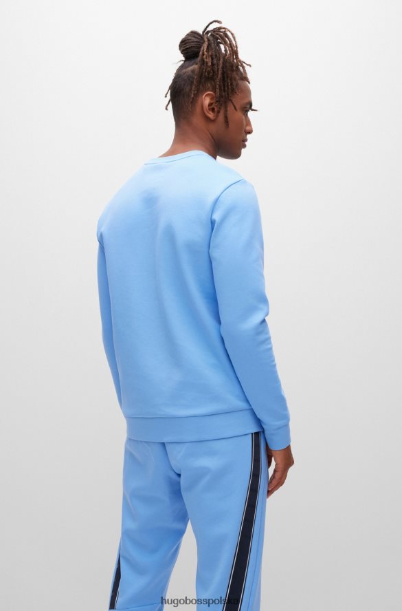 Hugo Boss niebieska bluza z mieszanki bawełny z logo hugo z blokami kolorów niebieski R0X0H61675