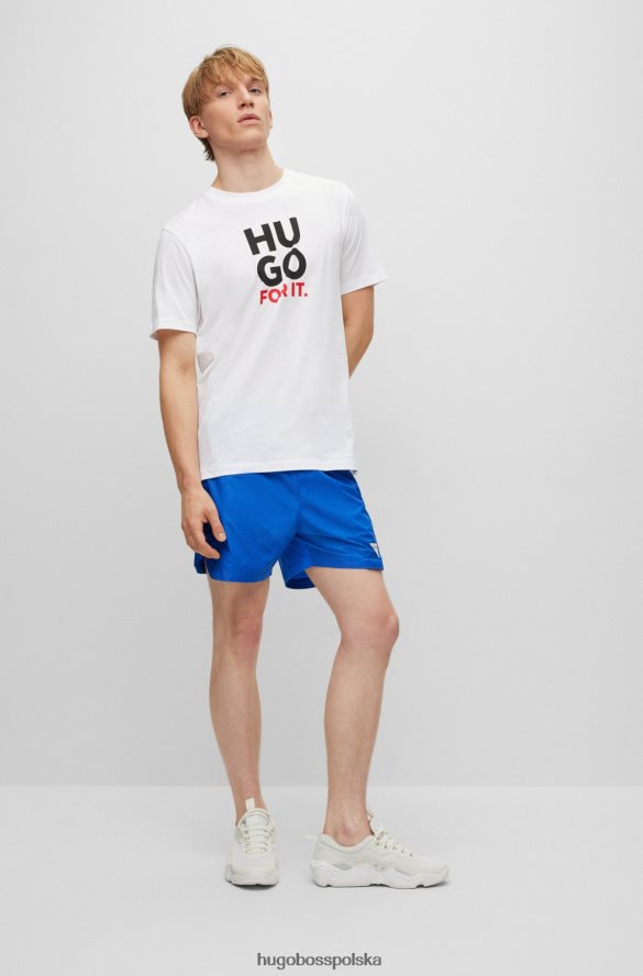Hugo Boss niebieskie szorty hugo o swobodnym kroju z ozdobnym odblaskowym logo niebieski R0X0H64311