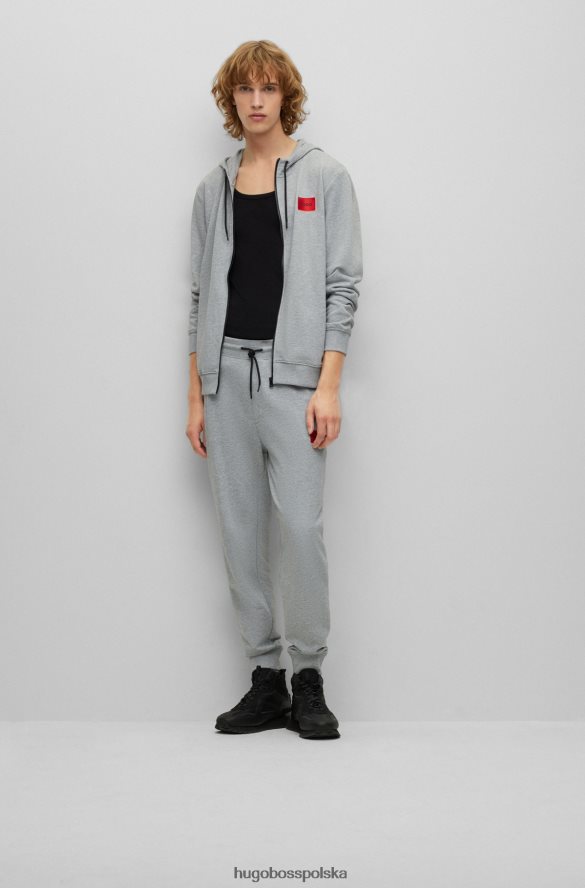 Hugo Boss szara, zapinana na zamek bluza z bawełny frotte z naszywką z logo hugo szary R0X0H62267