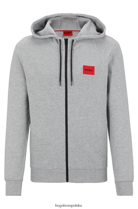Hugo Boss szara, zapinana na zamek bluza z bawełny frotte z naszywką z logo hugo szary R0X0H62267