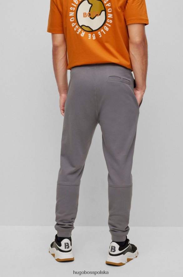 Hugo Boss szare spodnie dresowe z bawełny frotte z naszywką z logo hugo szary R0X0H61434