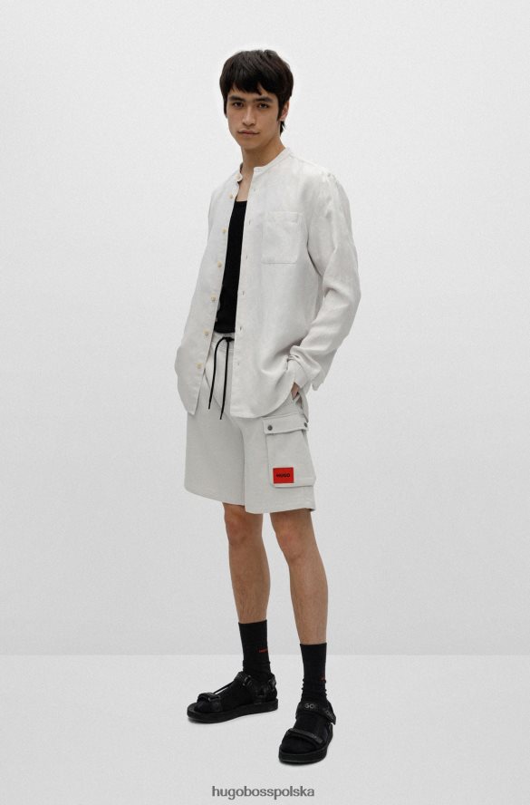 Hugo Boss szorty bawełniane frotte z czerwoną metką z logo w kolorze jasnobeżowym hugo jasny beż R0X0H63743