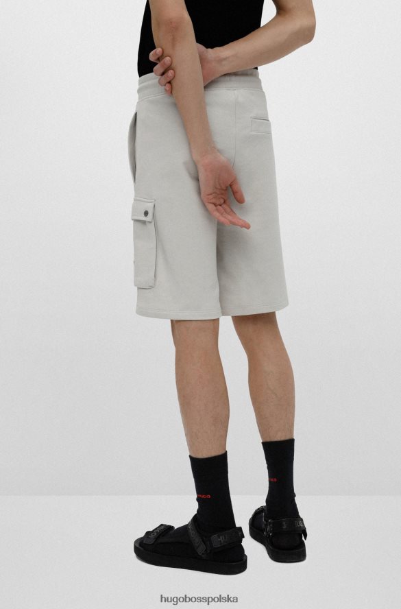 Hugo Boss szorty bawełniane frotte z czerwoną metką z logo w kolorze jasnobeżowym hugo jasny beż R0X0H63743