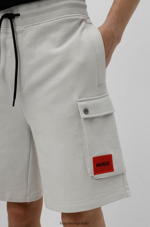 Hugo Boss szorty bawełniane frotte z czerwoną metką z logo w kolorze jasnobeżowym hugo jasny beż R0X0H63743