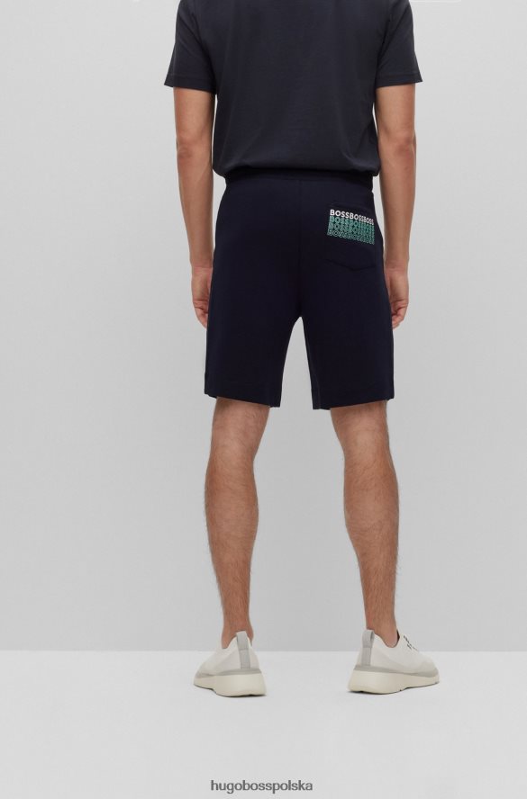 Hugo Boss szorty o regularnym kroju z wielokolorowymi logo, ciemnoniebieskie hugo ciemny niebieski R0X0H63589