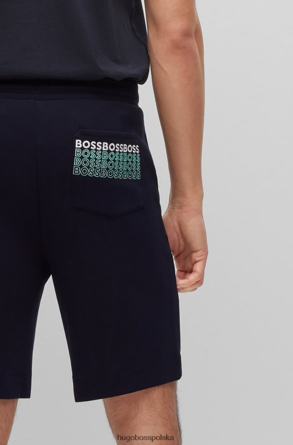 Hugo Boss szorty o regularnym kroju z wielokolorowymi logo, ciemnoniebieskie hugo ciemny niebieski R0X0H63589