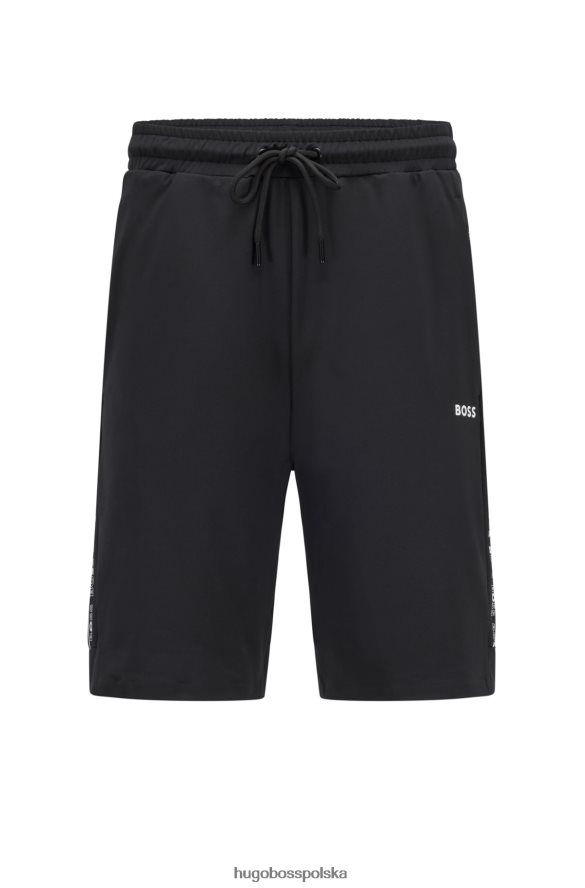 Hugo Boss szorty o regularnym kroju z wstawkami z taśmy z logo, czarne hugo czarny R0X0H62591