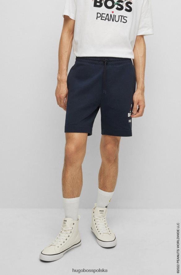 Hugo Boss szorty z bawełny frotte hugo x orzeszki ziemne z ekskluzywnymi grafikami ciemny niebieski R0X0H62609