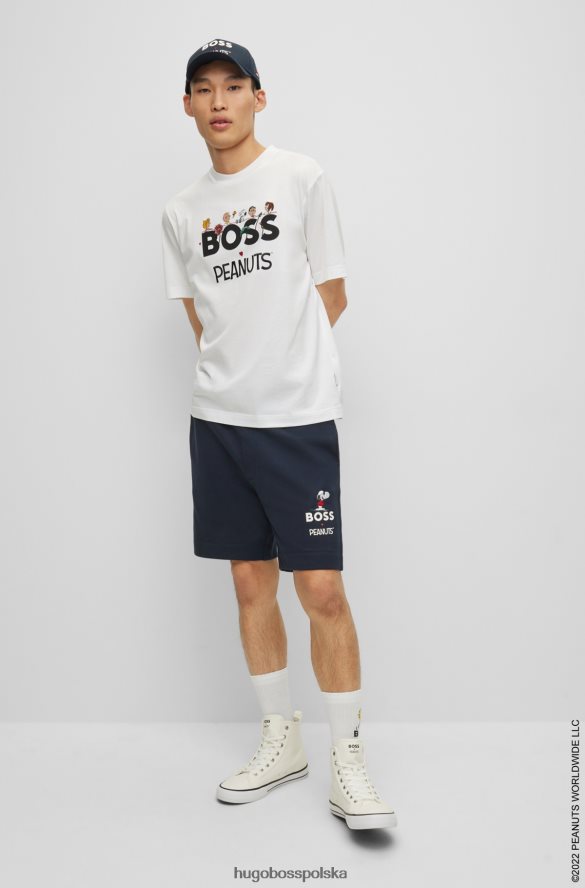 Hugo Boss szorty z bawełny frotte hugo x orzeszki ziemne z ekskluzywnymi grafikami ciemny niebieski R0X0H62609