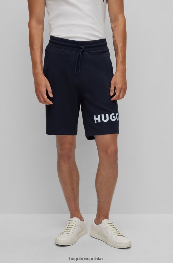 Hugo Boss szorty z bawełny frotte z logo w kolorze ciemnoniebieskim hugo ciemny niebieski R0X0H64134