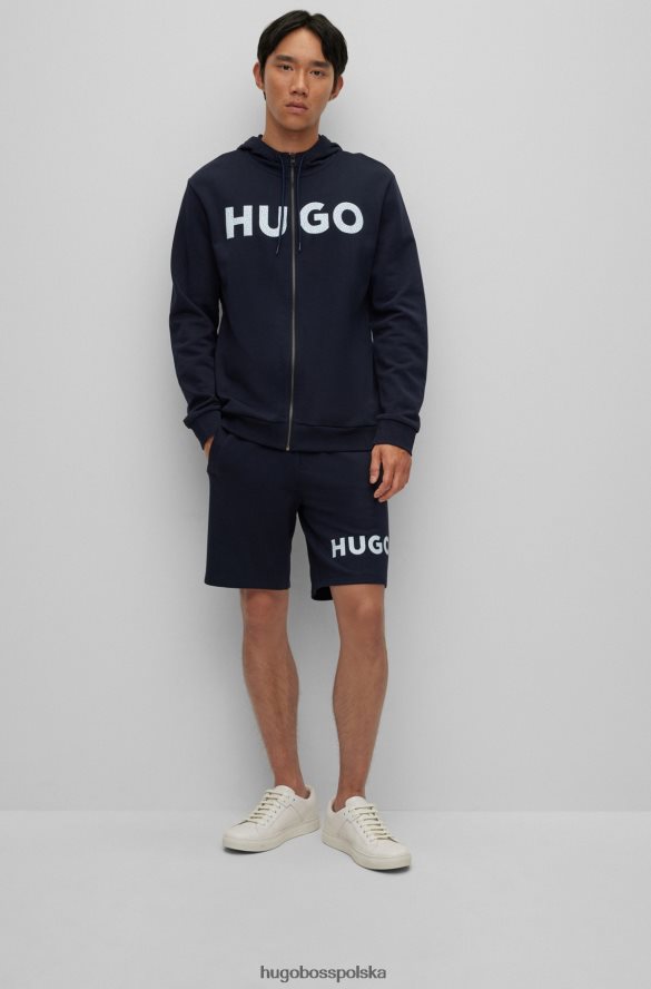 Hugo Boss szorty z bawełny frotte z logo w kolorze ciemnoniebieskim hugo ciemny niebieski R0X0H64134