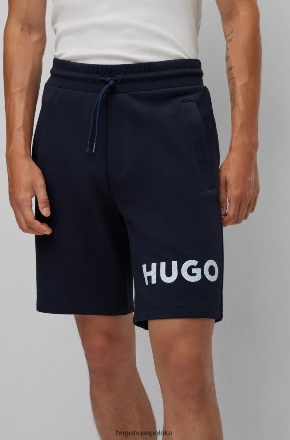 Hugo Boss szorty z bawełny frotte z logo w kolorze ciemnoniebieskim hugo ciemny niebieski R0X0H64134