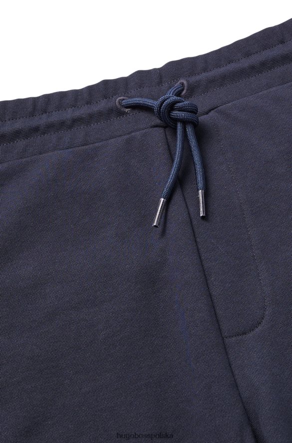 Hugo Boss szorty z bawełny frotte z logo w kolorze ciemnoniebieskim hugo ciemny niebieski R0X0H64134