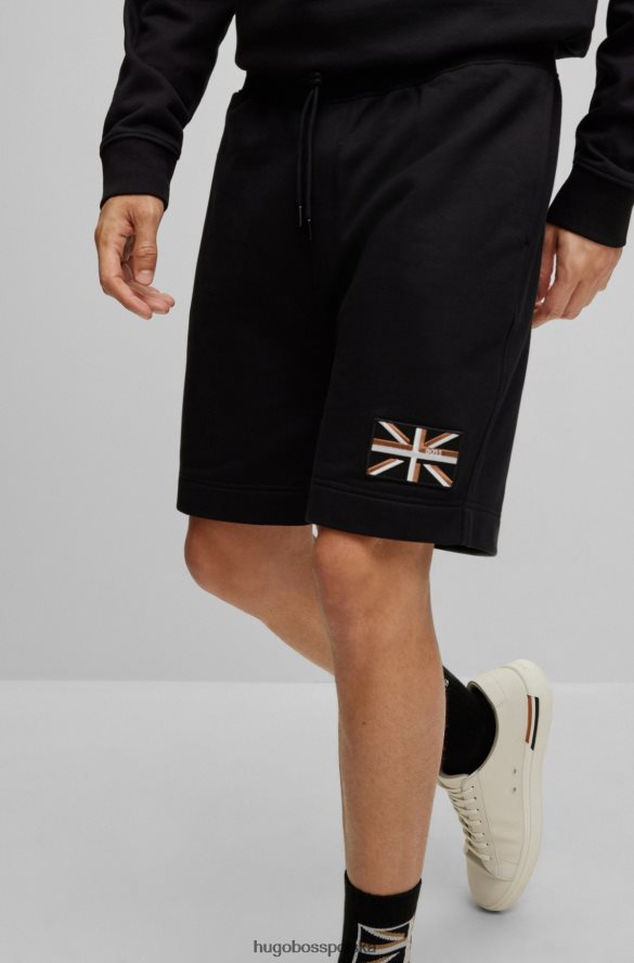 Hugo Boss szorty z bawełny organicznej z naszywką Union Jack w kolorze czarnym hugo czarny R0X0H63317