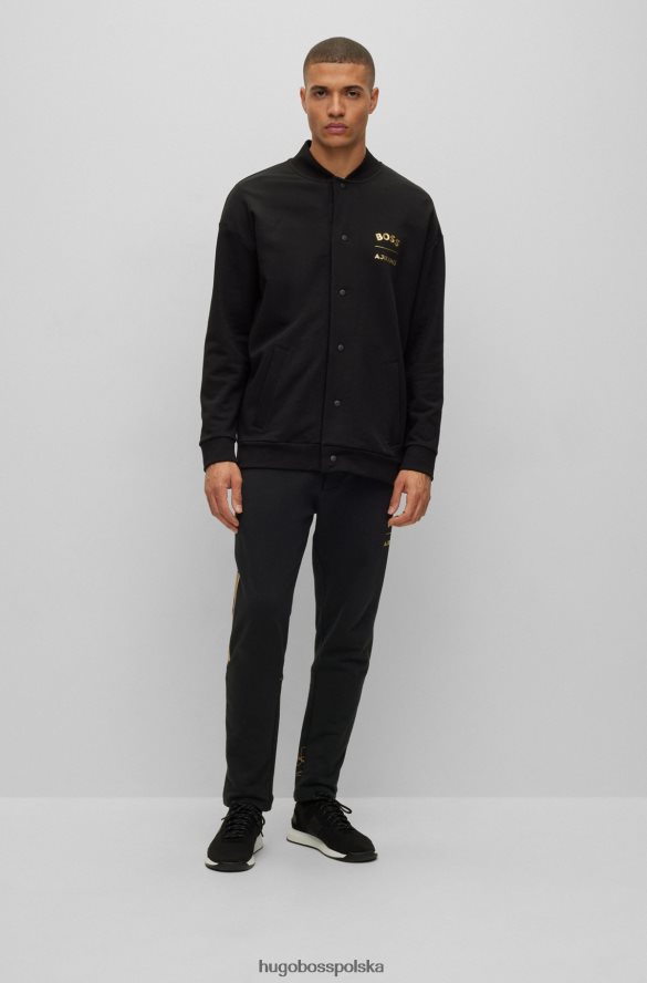 Hugo Boss x ajbxng Spodnie dresowe z bawełny organicznej ze wspólnym brandingiem czarny R0X0H62395